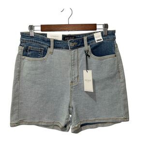 Judy Blue Color Block Denim Shorts Size Large Two Tone NWT Classic Stretch